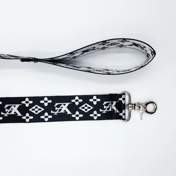 Dog Collar and Leash Set Fashion VE Black & White Nylon - Picture 6 of 8